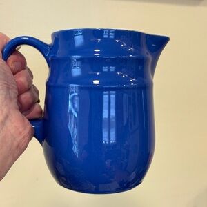 Vintage Oxford Stoneware Cobalt Blue Pitcher. 5-3/4” tall x 6” wide.
